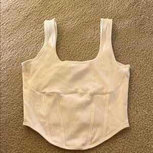 PINK Victoria's Secret Cream Ribbed Bodysuit